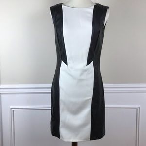 H&M | Faux Leather Paneled  shift dress